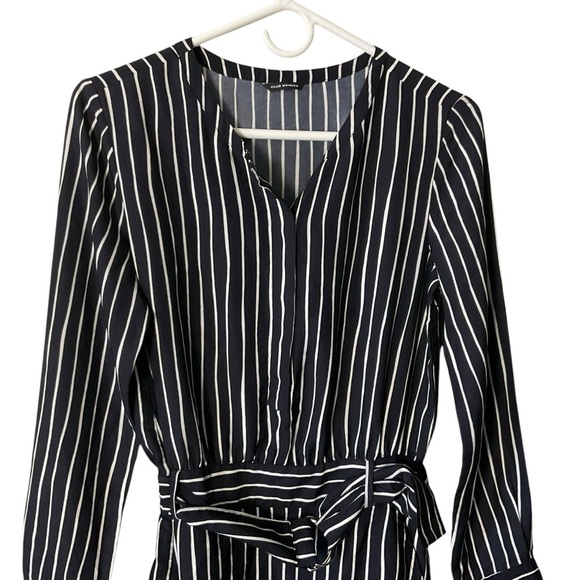 Club Monaco Black and White Wrap Dress with Mandarin Collar - Picture 2 of 9